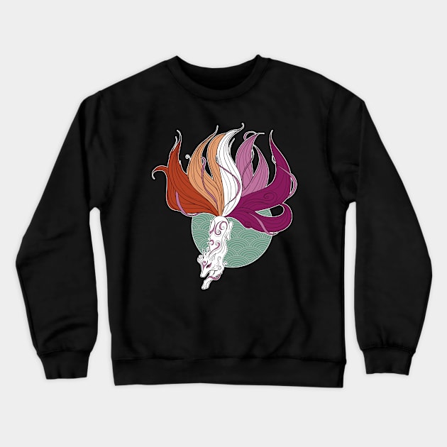 Lesbian Pride Kitsune Crewneck Sweatshirt by Psitta